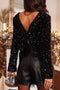 Sequin Long Sleeve Cutout Back Top